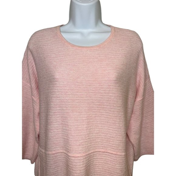 J. Jill Pure Jill Pink Cotton Pullover Top Half Sleeve Oversized Size Small - Picture 2 of 5